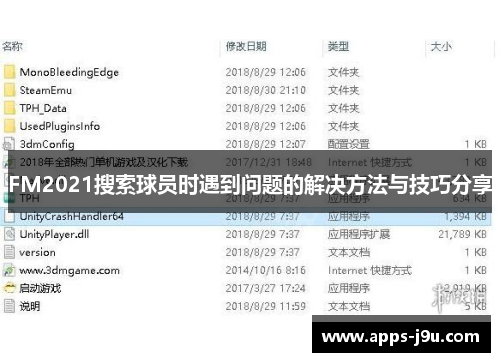 FM2021搜索球员时遇到问题的解决方法与技巧分享